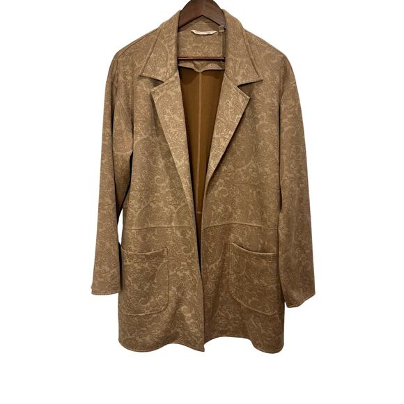 Soft Surroundings Malika Faux Suede Open Jacket In Driftwood Paisley Size XL - Picture 1 of 9